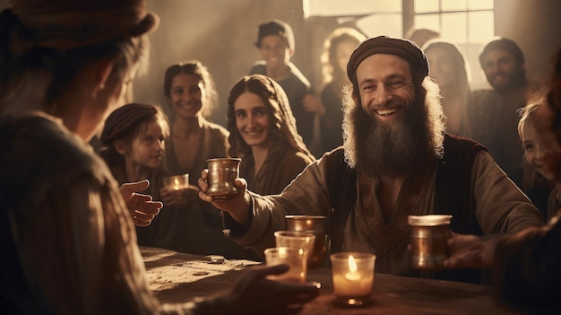 Foto homens sentados ao redor de uma mesa envolvidos em discussão e colaboração na páscoa