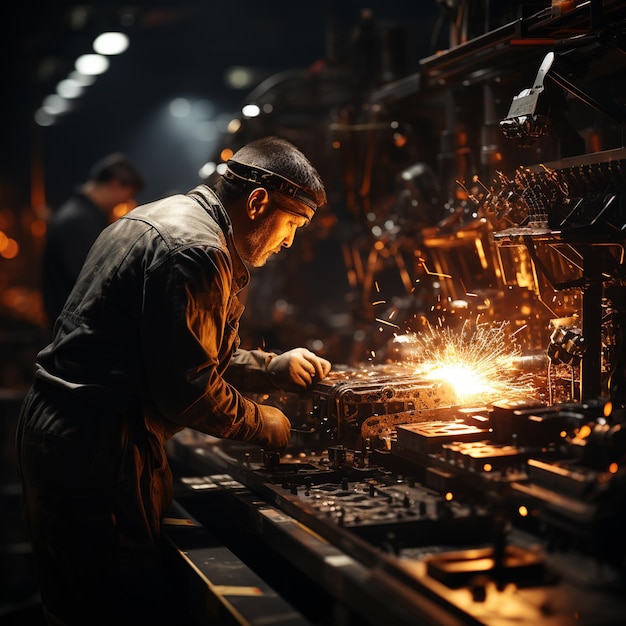 homens trabalhadores no trabalho em uma fábrica industrial