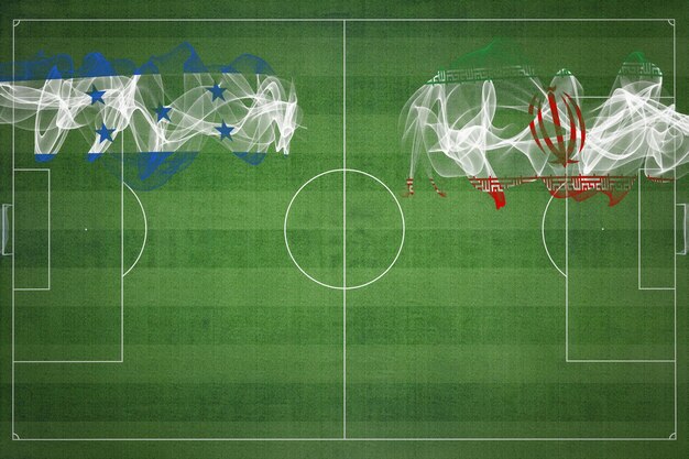 Honduras vs Irã Jogo de futebol cores nacionais bandeiras nacionais campo de futebol jogo de futebol Conceito de competição Copiar espaço