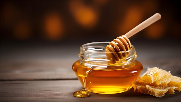 Honey Haven Draufsicht auf Honiglöffel und Kamm