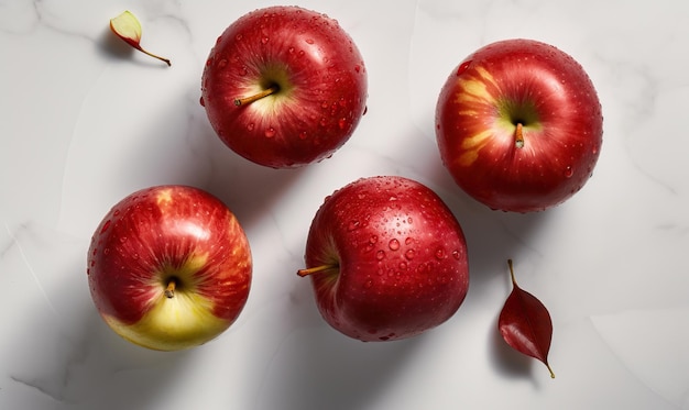 Honeycrisp Äpfel Wassertropfen weißer Hintergrund Generative KI