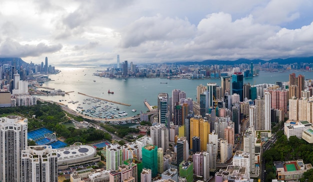 Hong Kong 01 de junho de 2019: Vista superior da cidade de Hong Kong