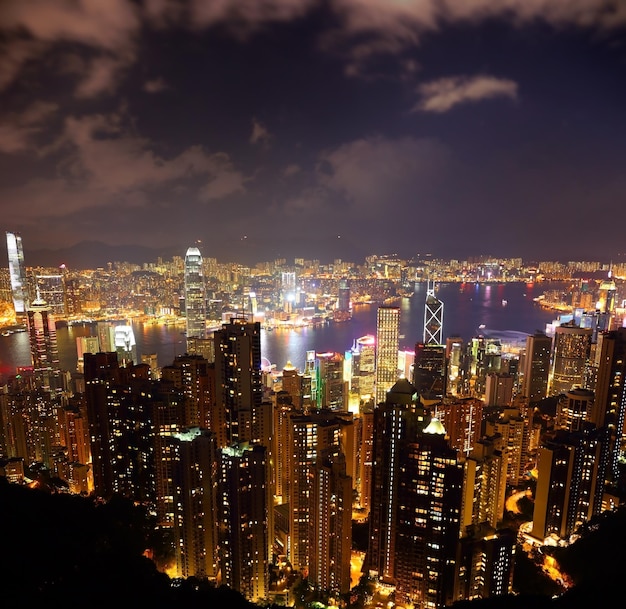 Hong Kong à noite de Victoria Peak