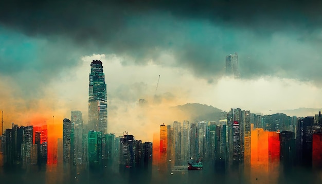 Hong Kong ciudad horizonte hong kong China pintura ilustración