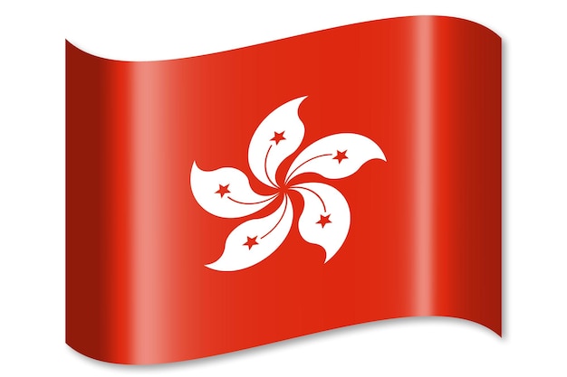 Hong Kong ondeando la bandera del país sobre fondo blanco.