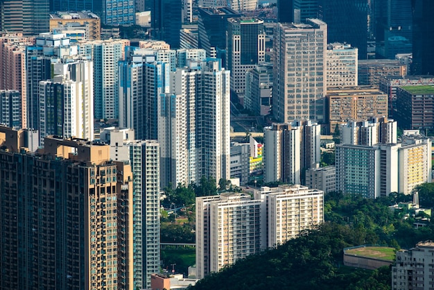 Hong Kong Victoria Harbour City Landschaft, Business Downtown Urban mit Skyline Building Tower, Asia District Szene der Wolkenkratzer Architekturansicht zu reisen