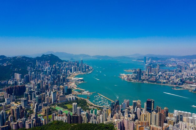 Hongkong, 06. September 2019: Blick von oben auf das Wahrzeichen von Hongkong