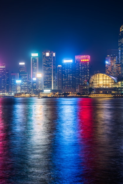 Hongkong Nacht Blick auf Victoria Harbour, Kreuzfahrt Route, China