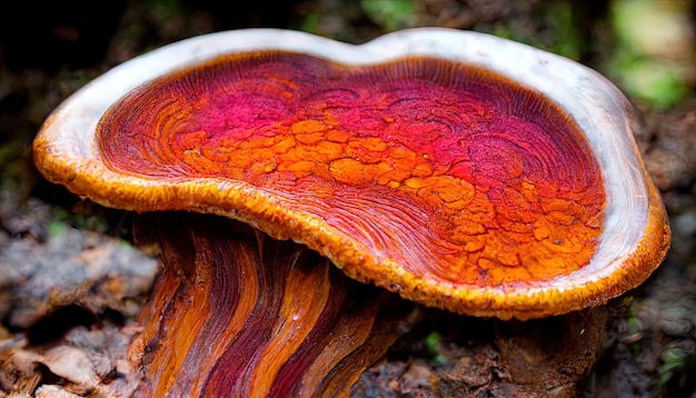 Hongo Reishi vibrante en el bosque