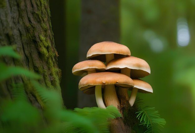 Foto el hongo shiitake crece en el árbol