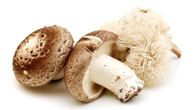 El hongo Yanagi matsutake con el raro hongo de la melena de león