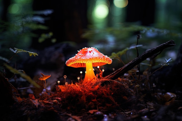 Los hongos bioluminescentes en el bosque