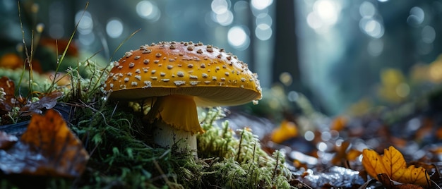 El hongos del bosque de otoño de primer plano