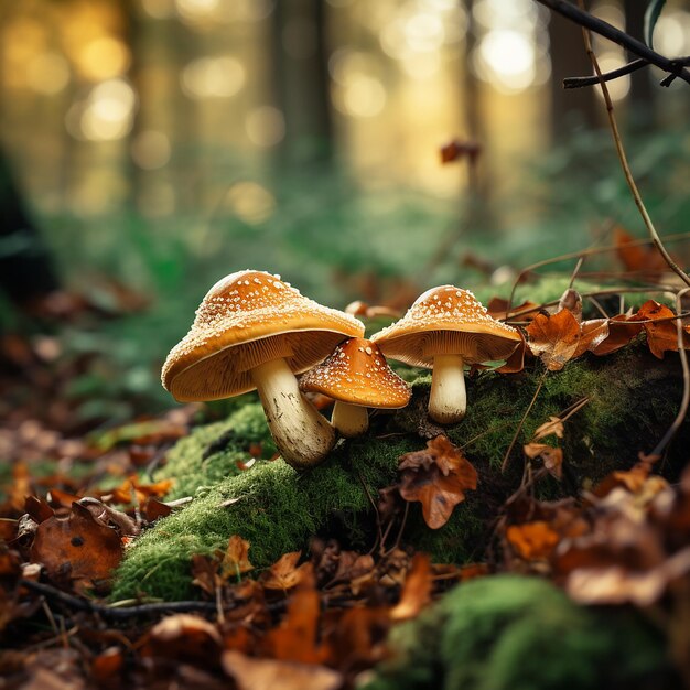 Los hongos del bosque de otoño.