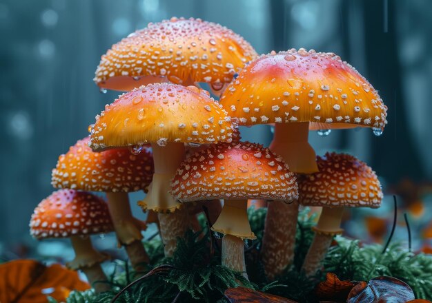 Los hongos venenosos crecen en el bosque.