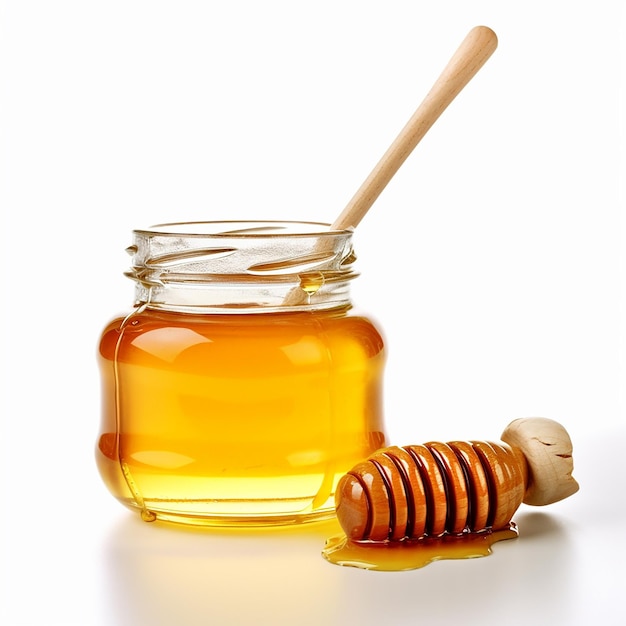 Honig im Glas mit Bienenwabe