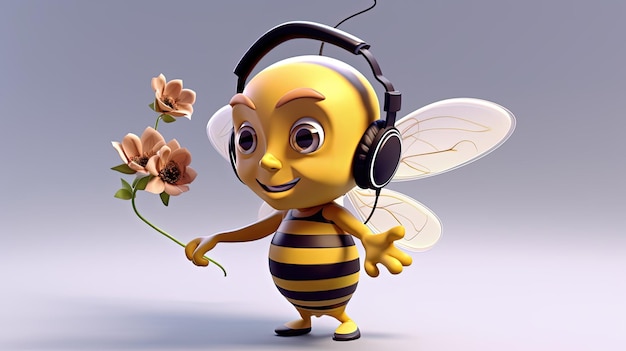 Foto honigbiene, die musik hört