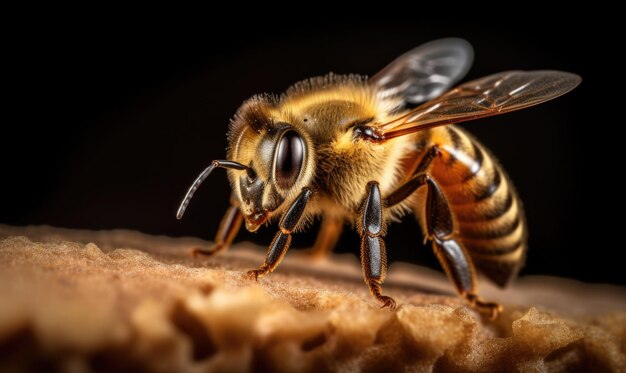 Honigbienen-Makroaufnahme mit selektivem Fokus, erstellt mit generativen KI-Tools