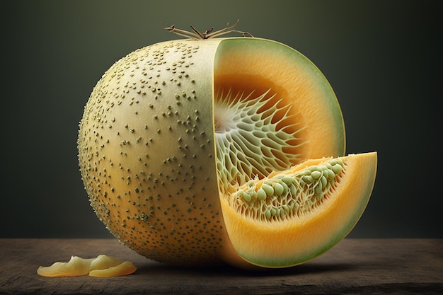 Honigmelone grüne Frucht Lebensmittelillustration ai generierte Kunst