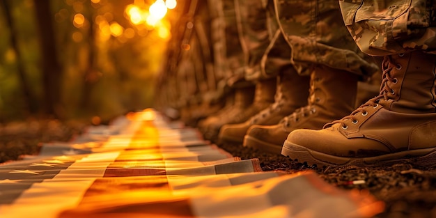 Foto honrando a los camaradas caídos soldados estadounidenses en el día de la memoria y el día de los veteranos concepto feriados nacionales día de la memorial del servicio militar día de los comrades caídos