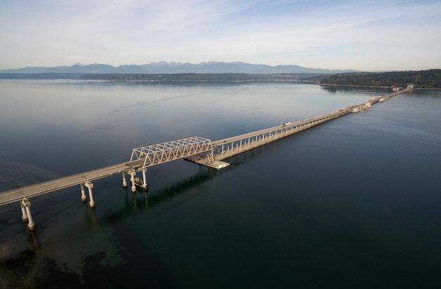 Hood Canal Bridge Puget Sound Küstenlinie Olympic Mountain Range