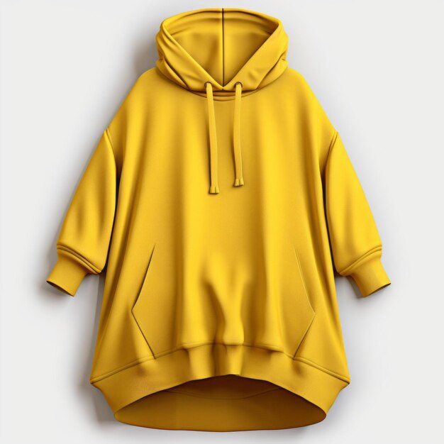 Hoodie amarelo com bolsos Hyper realista 3D Vray Design