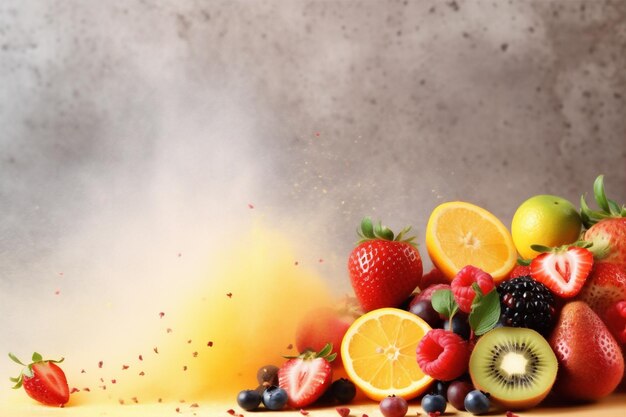 Hookah-Hintergrund Erdbeere Eis Obst Apfel Orangen Essen Saft Traubenrauch Generative KI