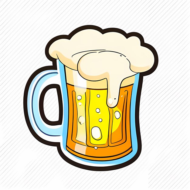 Hoppy Happiness Cute Digital Beer Sticker de dibujos animados con colores lúdicos