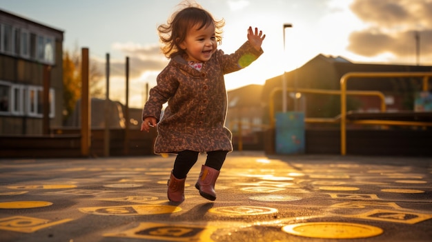Hopscotch Straßenspiele für Kinder Klassiker Kinder Mädchen Jungen Kinder Verlobte glückliche Kinder Kinder Outd