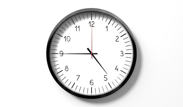 Foto hora a um quarto de cinco horas relógio analógico clássico em fundo branco ilustração 3d