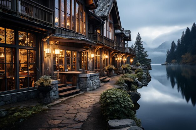 Hora azul con vistas al lago Emerald con Emerald Lake