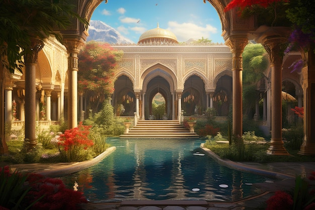 Foto hora de ouro majestade do palácio persa radiância