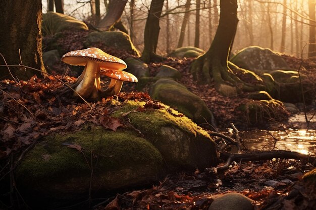 La hora dorada en el bosque ilumina el toque mágico