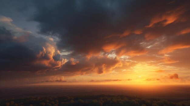 Hora Dorada Un Impresionante Fondo De Cielo Al Atardecer