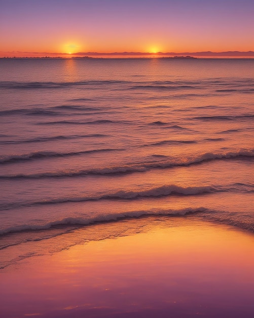 Hora dorada rosa naranja y luz violeta puesta de sol sobre el mar menor spaire reflejos en el agua