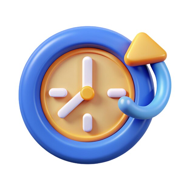 Horas 24 reloj con flecha Tiempo de servicio de soporte Horas de trabajo Concepto de entrega Icono vectorial 3D Estilo minimalista de dibujos animados
