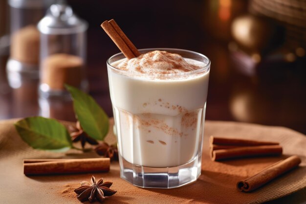 Horchata con Guarnición de Canela Bebida Tradicional Hispana