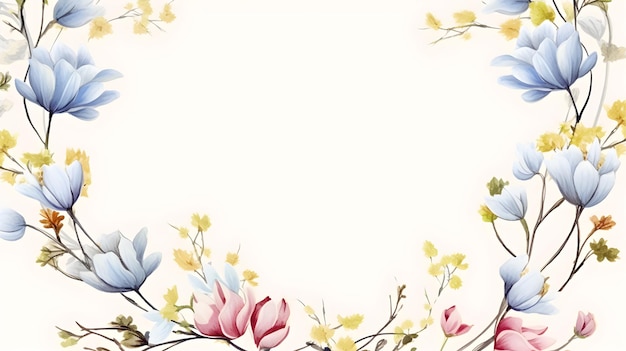 horizontale Aquarellblumenbanner auf weißem Hintergrund für Hochzeitseinladung 012