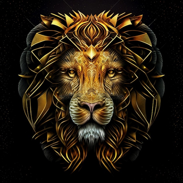 Horizontale Aufnahme des mystischen Löwenporträts 3d illustriert