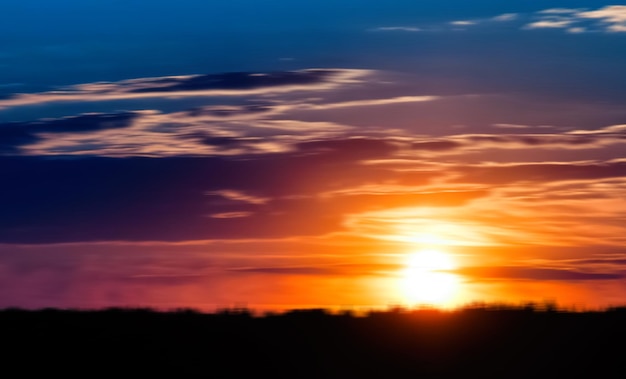 Horizontale lebendige Sonnenuntergang Wald Silhouette Cloudscape Landschaft Hintergrund Hintergrund