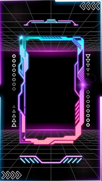 Horizontaler futuristischer Hintergrund mit Neonrahmen