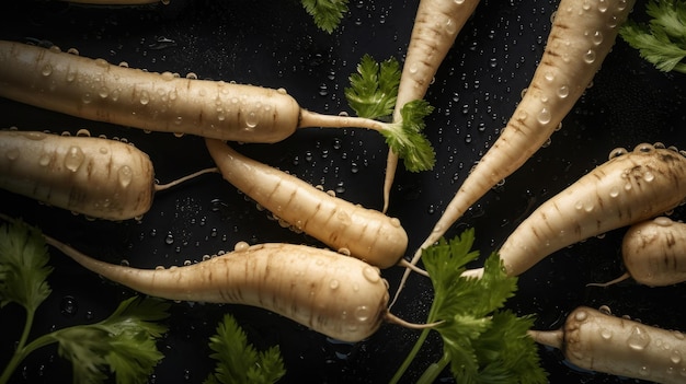 Horizontaler Hintergrund mit frischem Bio-Pastinakengemüse