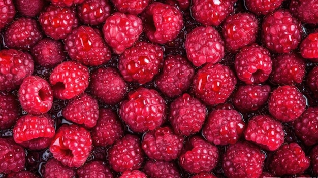 Horizontaler Hintergrund mit frischen Bio-Himbeeren