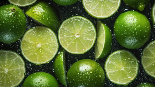 Horizontaler Hintergrund mit frischen Bio-Limettenfrüchten