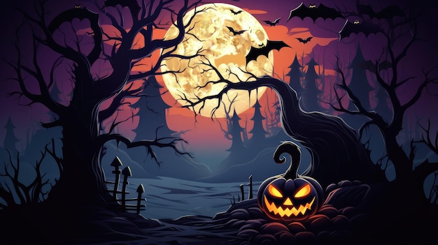 Horizontales Halloween-Banner mit festlichem, dunklem Vektorhintergrund