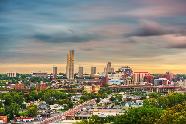 Foto el horizonte de albany, nueva york, estados unidos