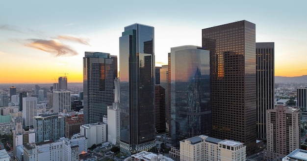 Horizonte de Los Ángeles y rascacielos Vista aérea del centro de Los Ángeles Centro de negocios del edificio de oficinas del centro de negocios de la ciudad
