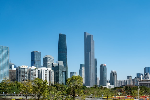 El horizonte de la arquitectura moderna en Guangzhou, China