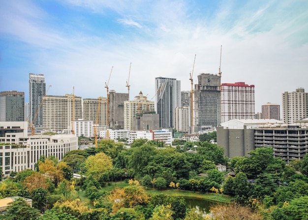 Horizonte de centro de la ciudad de Bangkok de Tailandia