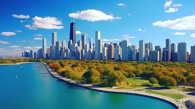 El horizonte de Chicago, Illinois, Estados Unidos